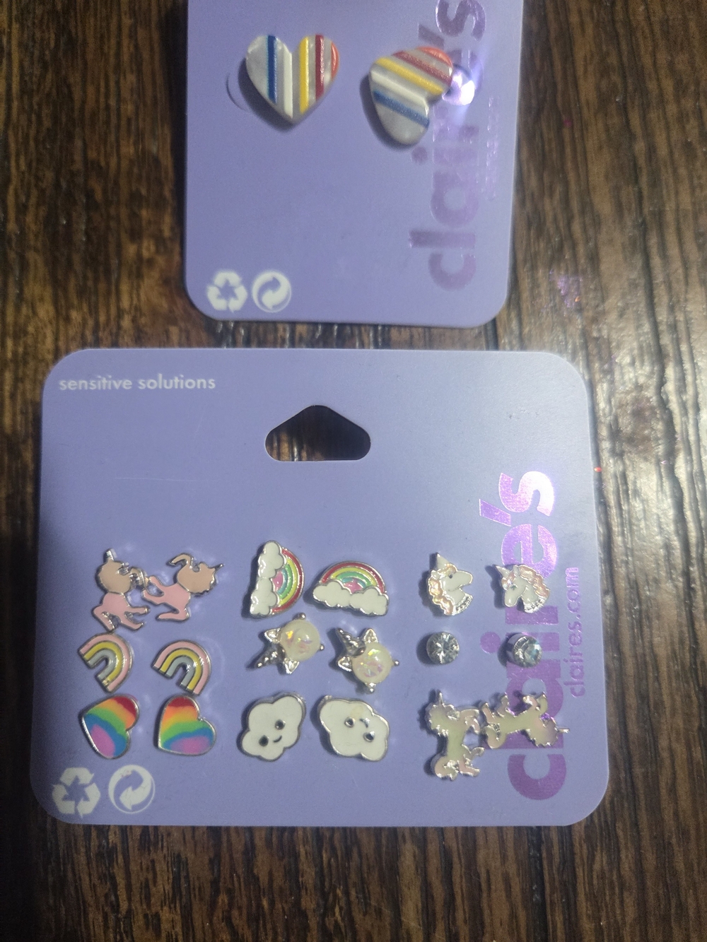 Claire's Rainbow Heart and Assorted Cute Stud Earring Pack - Multicolor - Picture 2 of 2